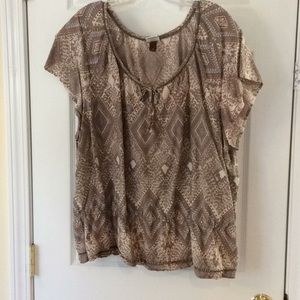 FINAL SALE PRICE Sonoma Flutter Sleeve Top w/Crochet Detail in 2X